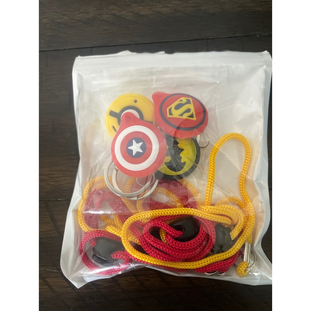 Superhero AirTag Silicone Holder 4 Pack Kids Lanyard Keyring‎ Case Set New